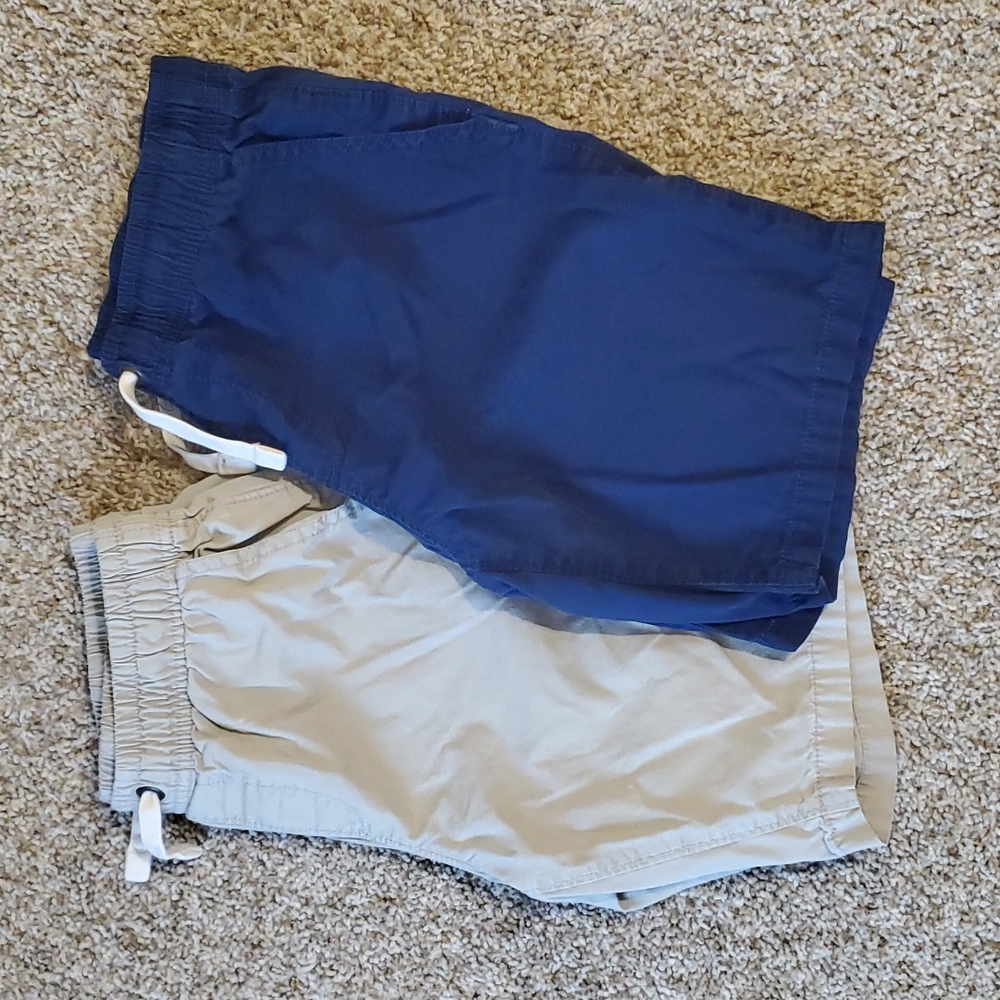 Lands End Lot of 2 Boy Shorts Tan Navy Size Medium 10/12 School Dress Church